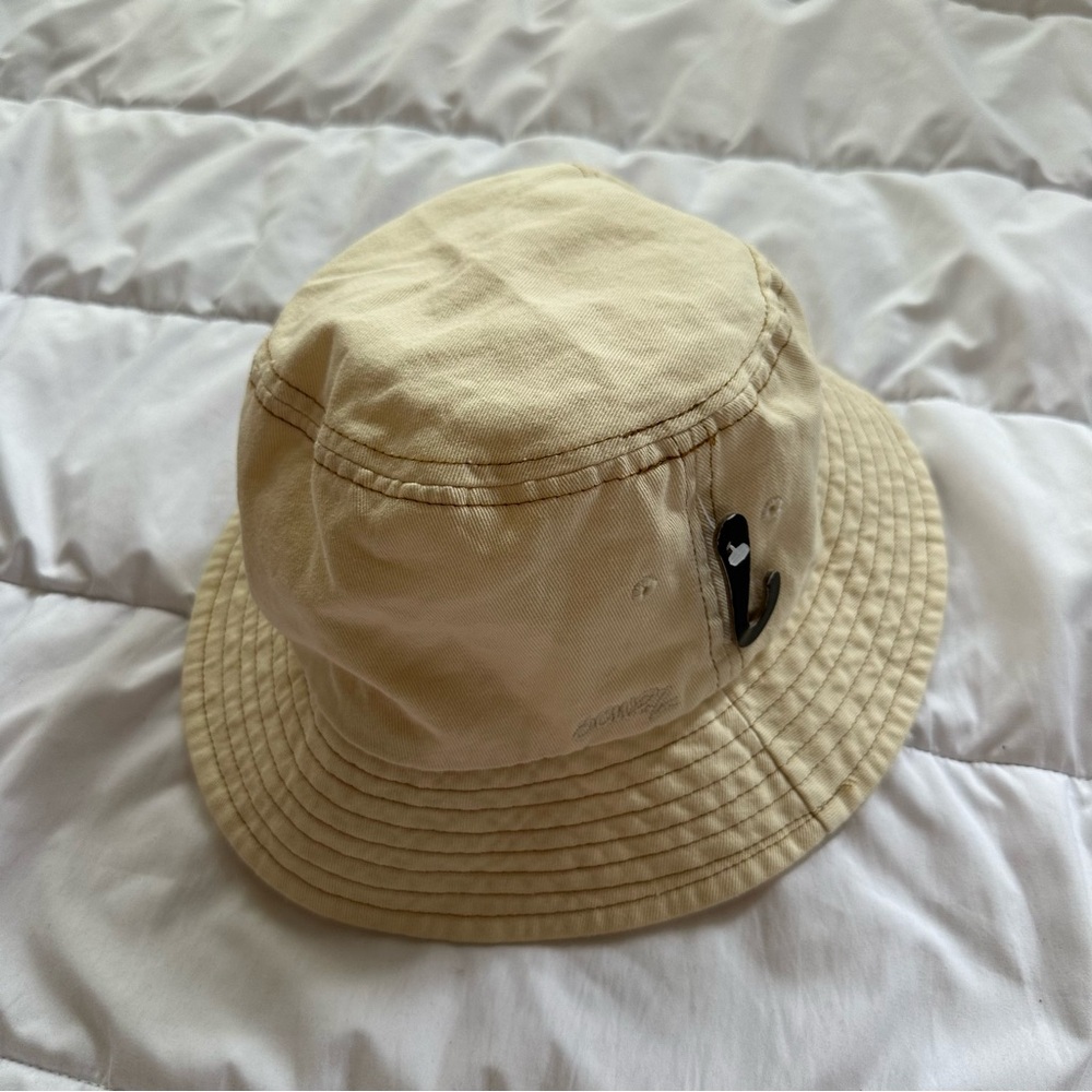 Zara Tan Bucket Hat with Embroidered Accent
